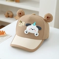 Detail of children's baseball cap with 3D cartoon puppy, plush ears, and side embroidery - 52cm (3-6 Years) / Brown