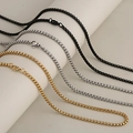 Polished stainless steel box chain necklaces in gold, silver and black finishes - 3mm Square Pearl Chain 60cm / Silver