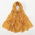 Breathable mustard yellow slub cotton long scarf with fringe edges for women - 19# Mustard Yellow