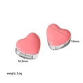Detailed view of pink heart earrings with dimensions 14.3mm by 16mm and 5.6g weight - Silver Pink (TE6387-PK-S)