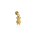Polished golden stainless steel 3D bear pendant charm with smooth bead bail - D10-Bear Style