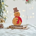 Charming 13.5cm wooden snowman figurine with red scarf and hat for Christmas decor - Christmas Snowman A