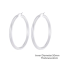 Minimalistische 50mm Silber-Creolen aus Edelstahl mit 4mm dickem röhrenförmigem Design - Silber Innendurchmesser 50mm Dicke 4mm (KE62251-LO)
