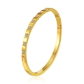 Golden 18K PVD plated stainless steel bangle featuring eight inlaid white crystals - 13 Rhinestones Style (MS-822-7) / Gold