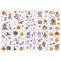 Set of 10 glittery Halloween cartoon temporary tattoos with pumpkins and ghosts - Glitter Halloween Series B-10 Sheets