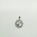 18K plated rabbit pendant featuring natural shell inlay and sparkling zircon border - Rabbit - Platinum - White Mother of Pearl