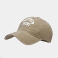 Close-up of khaki cotton baseball cap with Daddy's Mini heat transfer lettering - Adjustable / Khaki