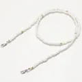 Detail of white beaded chain with gold accents and silver lobster clasps for eyewear - White Gold