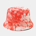 Orange and white tie-dye bucket hat featuring flat top and stitched brim for summer wear - M (56-58cm) / Orange White Tie-dye (41#)