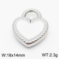 Silver stainless steel heart pendant with white enamel finish 18x14mm DIY accessory - White Heart with Silver Border Pendant (KLJ8373-Z)