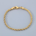Polished 18K gold-plated stainless steel rope chain bracelet with lobster clasp - Width 3mm-Length 18cm / Gold