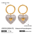 Pendientes de corazón bicolor en acero inoxidable impermeable con diseño de lujo - Estilo de Corazón Radiante Bicolor (JDE0212004-PS)