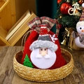 Detail of red Christmas gift bag with 3D Santa appliqué and checkered drawstring top - Santa Claus
