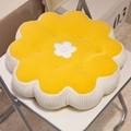 Plush flower seat cushion with yellow and white waffle texture for office chairs - Yellow