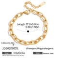 Pulsera de cadena de eslabones gruesos de acero inoxidable dorado con cierre de langosta - Estilo de Cadena de Clip (JDB0309005)
