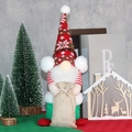 Gnomo di Natale con cappello in maglia a fiocchi di neve e sacchetto regalo in tela - Stile Barba Gnomo Seduto con Sacchetto Regalo
