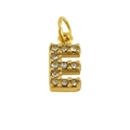 Sparkling gold-plated letter E pendant with crystal pavé stones for personalized jewelry - Letter E