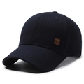Berretto da baseball uomo blu scuro con tessuto strutturato e toppa in pelle KWC - Regolabile / Blu navy