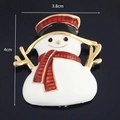 Christmas snowman brooch with red striped scarf and gold metal trim, 4cm height size - Red Scarf Snowman-1