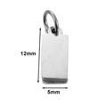 Rectangle stainless steel pendant tag in silver finish with 12mm by 5mm dimensions - Outer Hole Rectangle (5x12mm) / Steel