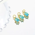 Three dainty gold-plated oval light blue zircon pendants for DIY jewelry making - Aqua