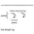 Sleek silver hollow crescent earrings in stainless steel weighing 6g for women - Hollow Cashew Crescent Earrings / Steel