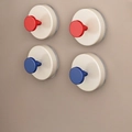 Set of 4 suction cup hooks with 2 red and 2 blue folding wall hangers for bathroom use - Set of 4 / Red + Blue