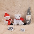 Lot de décorations de Noël en peluche avec bonhomme de neige et ours, 10cm de haut - Lot 03-Bonhomme de Neige Ours Gnome 3 Pièces