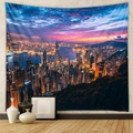 Dettaglio di un grande arazzo da parete con decorazione notturna dello skyline di Hong Kong - 73X95CM / Vista Notturna di Hong Kong (Spazzolato)