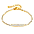 Elegant gold stainless steel bracelet with a crystal-studded bar and lobster clasp - Gold