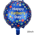 Dark blue 18-inch Father's Day foil balloon with colorful polka dots and mustache design - 18 inch Father's Day Round Balloon 001