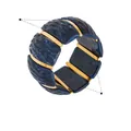 Bracciale elastico in resina blu marmorizzata con maglie placcate in oro 18 carati - Marmo Blu (E679)