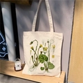 Beige canvas messenger bag with botanical Tussilago farfara floral illustration - Tussilago Farfara Print (STD344-J)