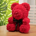 Handmade red rose bear with black Just For You ribbon on wooden table background - 35CM Naked Bear / Red