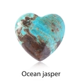 Polished heart-shaped natural ocean jasper gemstone in green and brown patterns - Ocean Jasper