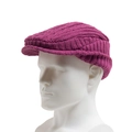 Winter purple knit beret with ear protection and textured cable stitch for men - Adjustable / Purple
