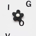 DIY black soft matte flower charm with white center and hole for keychains - Black