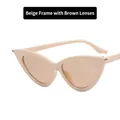 Retro cat-eye sunglasses with cream frames and tea-colored lenses for women - Beige / Tea Lenses