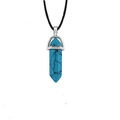 Blue turquoise stone hexagonal point pendant with silver clasp and black cord necklace - Blue Turquoise with Cord