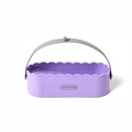 Purple silicone makeup brush cleaning bowl with grey handle and textured bottom - Simple Purple