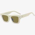 Retro square sunglasses with cream frame and brown lenses for stylish men and women - Off-white Frame with Tea Lens