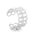 Bague ajustable en acier titane argenté vintage avec motif de chaîne tressée - Tressé Évidé Argent (KR105268--KFC)