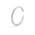 Minimalist silver braided stainless steel open bangle with metallic texture - Steel