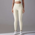 High waist seamless yoga leggings in creamy beige for fitness and running gym wear - Light Ivory