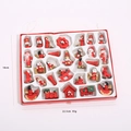 24-piece wooden Christmas ornament set in red gift box featuring hand-painted puppets - 30-Piece Set