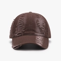 Gorra de béisbol vintage marrón desgastada con diseño de rotos para hombre y mujer. - Ajustable / Café Oscuro