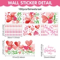 Valentinstag PVC Fensteraufkleber Set mit 186 Herz- und Blumenmustern für Wohndekoration - Buntes Herz Stil (CT24Y12849S_T) / 20*30cm