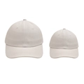 Detail of two white cotton baseball caps in parent-child sizes with reinforced stitching - Parent-Child Set (2 Pcs) / White