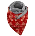 Winter thermal triangle scarf with festive red snowflake print and adjustable snap button - 46-Red Snowflake
