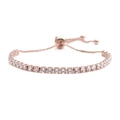 Close-up of rose gold adjustable tennis bracelet with micro-pave cubic zirconia - Rose Gold Tennis Bracelet
